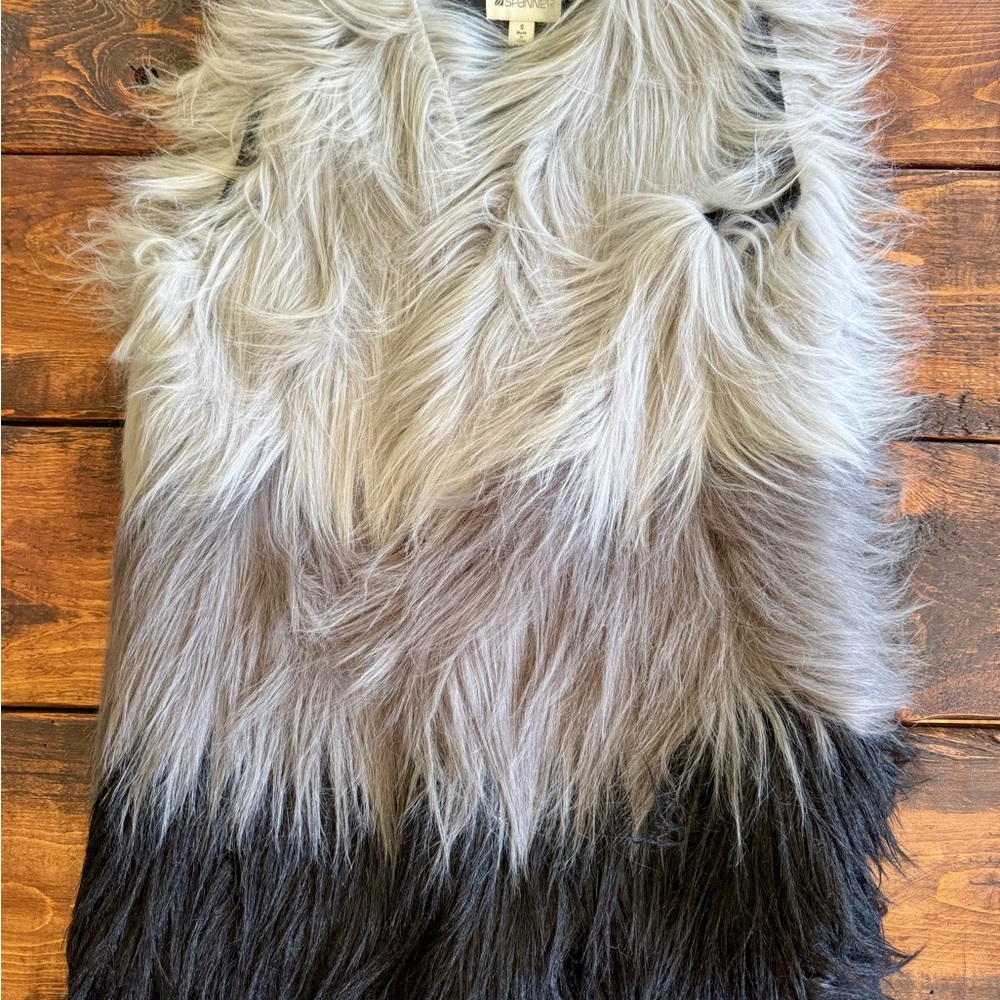Faux Fur Vest in Gray and Black